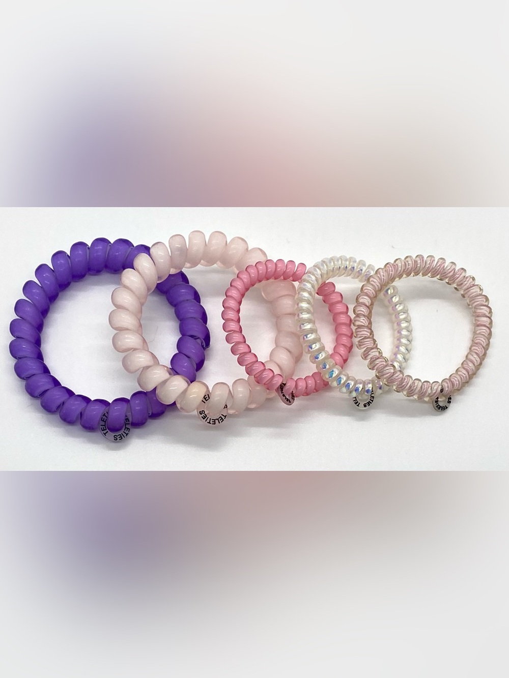 Teleties Spiral Coil Hair Ties Pink Purple Boho Fall Preppy Coastal Cowgirl - Picture 3 of 16